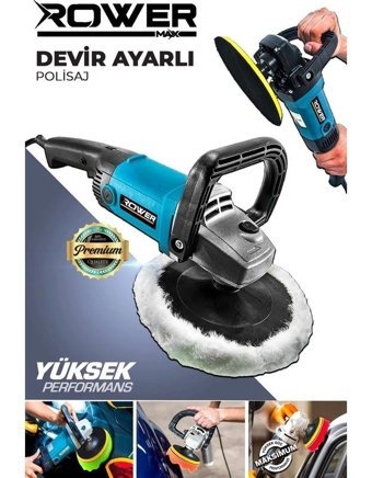 Rowermax 99765VFX 1200 W 3000 devir/dk 180 mm Kablolu Pasta Cila Aküsüz Elektrikli Polisaj Makinesi