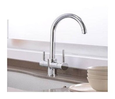 Rena Design Dual Flow Kuğu Çift Girişli Aç Kapa Eviye Bataryası Gümüş