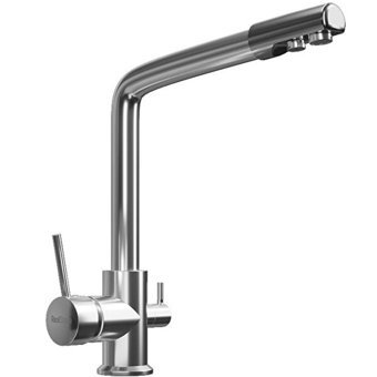 Real Stone Abant BT001 Arıtmalı Kuğu Çift Girişli Aç Kapa Eviye Bataryası Gümüş