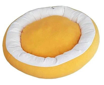 Bedspet Yıkanabilir Tek Fonksiyonlu Simit Kedi Yatağı Beyaz-Sarı