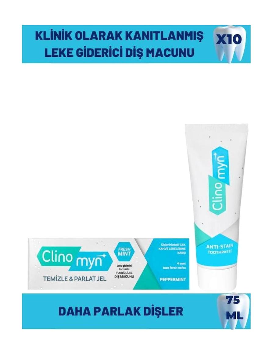 Clinomyn Temizle-Parlat Jel Naneli Florürlü Tüm Yaşlar Diş Macunu 10x75 ml