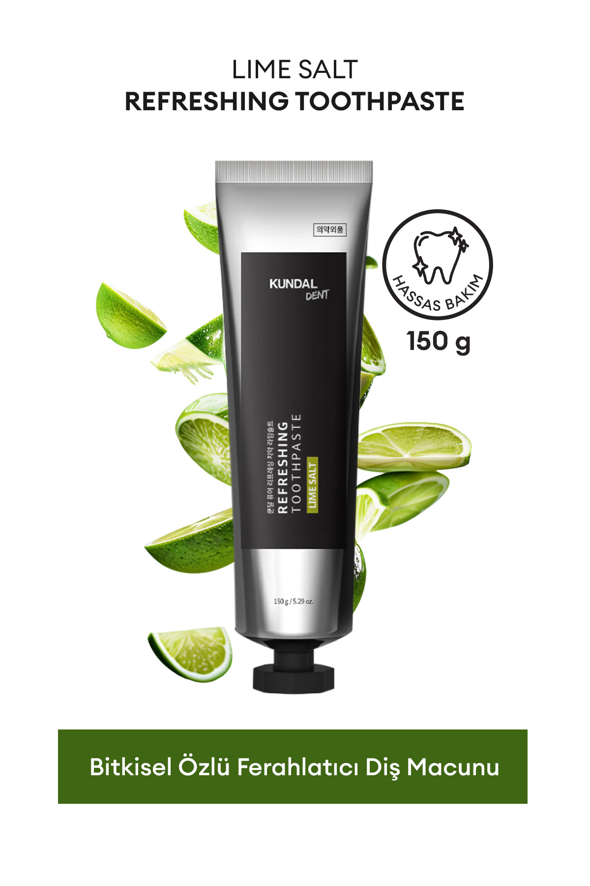Kundal Bitkisel Özlü-Refreshing Misket Limonu Organik Florürlü Tüm Yaşlar Diş Macunu 150 ml