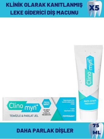 Clinomyn Temizle-Parlat Jel Naneli Florürlü Tüm Yaşlar Diş Macunu 5x75 ml
