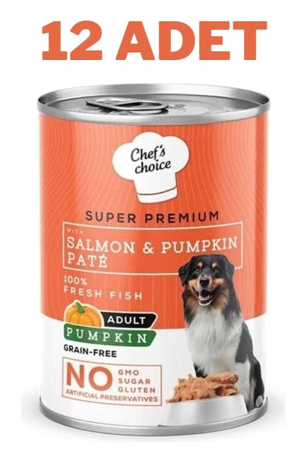 Chefs Chocie Super Premium Balkabaklı-Somonlu Parça Etli Yetişkin Köpek Maması 400 gr 12'li