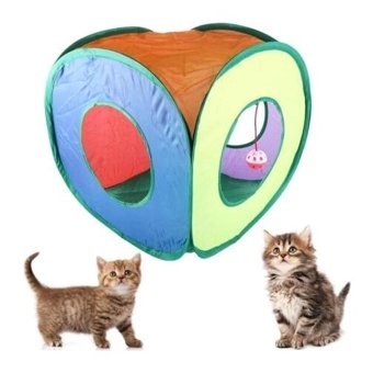 Ttt Tünel Küp Tek Katlı Su Geçirmez İç Mekan Polyester Kedi Evi Çok Renkli