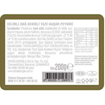 Tahsildaroğlu Dilimli Dağ Kekikli Taze Kaşar Peyniri 200 gr