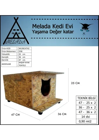 Reyo Mağara Dikdörtgen Tek Katlı Su Geçirmez Dış Mekan Ahşap Kedi Evi Ahşap Rengi