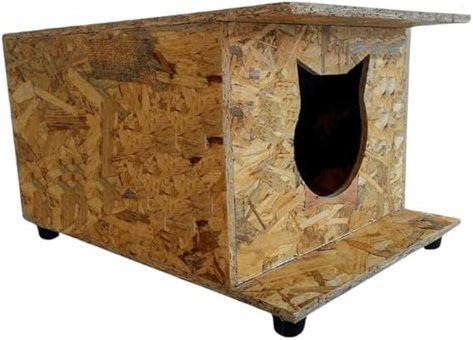 Reyo Mağara Dikdörtgen Tek Katlı Su Geçirmez Dış Mekan Ahşap Kedi Evi Ahşap Rengi