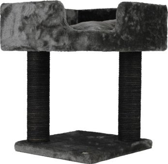 Lotus Furniture Pet Series Lyon Kare Tırmalamalı Tek Katlı İç Mekan Mdf-Peluş Kedi Evi Bal-Kahve
