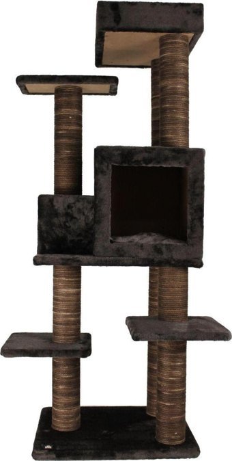 Lotus Furniture Pet Series Zürih Kule Tipi Tırmalamalı 4 Katlı İç Mekan Mdf-Peluş Kedi Evi Kahverengi