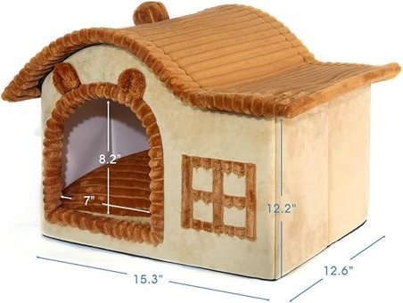 Jiupety Kulübe Dikdörtgen Tek Katlı İç Mekan Pamuk Kedi Evi Kahverengi