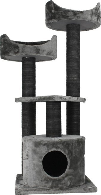 Lotus Furniture Pet Series Warsaw Kule Tipi Tırmalamalı 4 Katlı İç Mekan Mdf-Peluş Kedi Evi Gri
