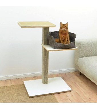Next Craft Oturak Kare Tek Katlı İç Mekan Keçe Kedi Evi Açık Gri