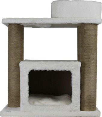 Lotus Furniture Pet Series Vilnius Kule Tipi Tırmalamalı 2 Katlı İç Mekan Mdf-Peluş Kedi Evi Bal-Beyaz -Gri