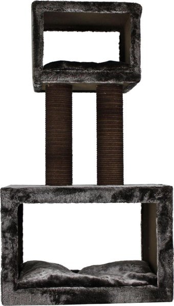 Lotus Furniture Pet Series Nantes Kule Tipi Tırmalamalı 2 Katlı İç Mekan Mdf-Peluş Kedi Evi Bej-Gri-Kahve