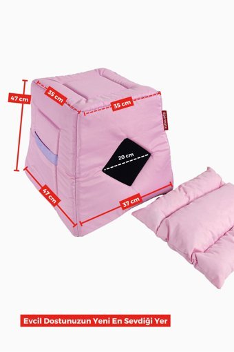 Xpermate Mağara Kare Tek Katlı Su Geçirmez İç Mekan Naylon-Polyester Kedi Evi Pembe