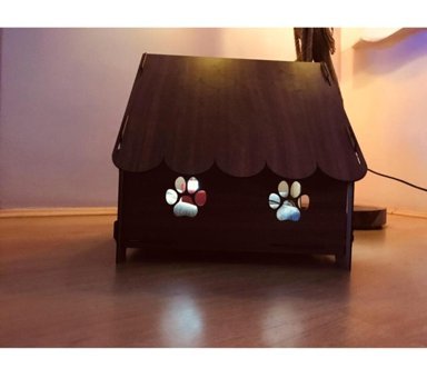 Palm Decor Kulübe Kare Tek Katlı İç Mekan Mdf Kedi Evi Doğal Ahşap