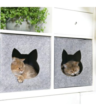 Next Craft Küp Küp Tek Katlı İç Mekan Keçe Kedi Evi Antrasit
