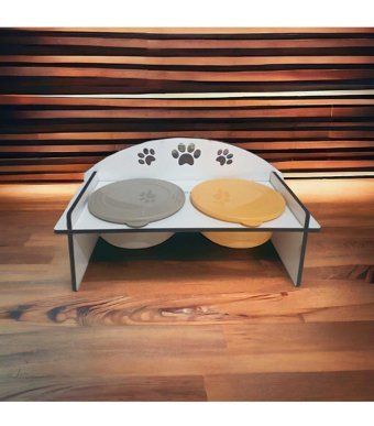 Hbnc Kulübe Kare Tek Katlı İç Mekan Ahşap Kedi Evi Beyaz-Gri