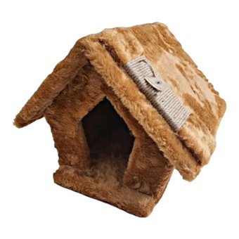Vega Yükseklik Dikdörtgen Tırmalamalı Tek Katlı İç Mekan Mdf-Peluş Kedi Evi Antrasit-Camel-Gri-Krem