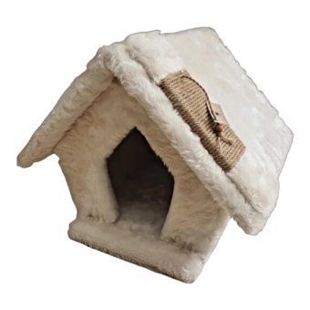Vega Yükseklik Dikdörtgen Tırmalamalı Tek Katlı İç Mekan Mdf-Peluş Kedi Evi Antrasit-Camel-Gri-Krem