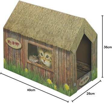 Nobby Karton Dikdörtgen Tırmalamalı Tek Katlı İç-Dış Mekan Karton Kedi Evi Kahverengi