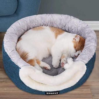 Raxove Mağara Yuvarlak Tek Katlı İç Mekan Polyester Kedi Evi Gri-Mavi