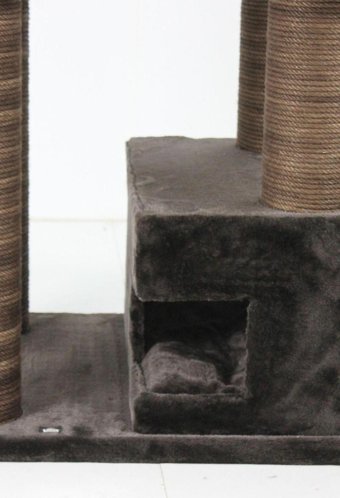 Lotus Furniture Pet Series Lüksembourg Kule Tipi Hamaklı Tırmalamalı 4 Katlı İç Mekan Mdf-Peluş Kedi Evi Kahverengi