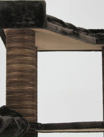 Lotus Furniture Pet Series Lüksembourg Kule Tipi Hamaklı Tırmalamalı 4 Katlı İç Mekan Mdf-Peluş Kedi Evi Kahverengi