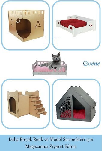 Evene Kulübe Dikdörtgen Tek Katlı İç Mekan Mdf Kedi Evi Siyah