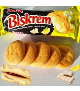 Ülker Biskrem Beyaz Çikolatalı-Limonlu Bisküvi 18x94.5 gr