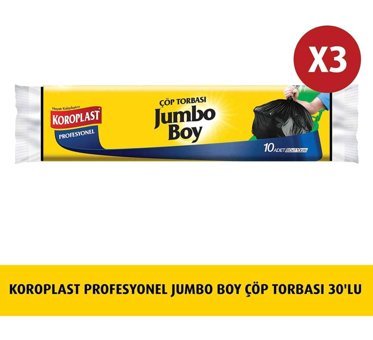 Koroplast Profesyonel Kokulu Jumbo Boy 80x110 cm Çöp Poşeti 3x10 Adet Siyah