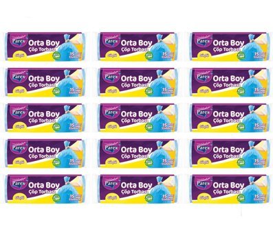 Parex Güçlü Kokulu Orta Boy 55x60 cm Çöp Poşeti 15x15 Adet Mavi