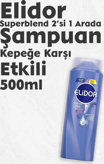 Elidor Kepek Karşıtı Arındırıcı Tüm Saçlar İçin Aloe Vera - Çay Ağacı 2 si Bir Arada Şampuan 500 ml