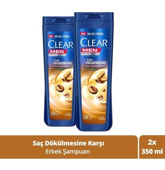Clear Dökülme - Kepek Karşıtı Düz Saçlar Tüm Saçlar İçin Kahve Çekirdeği Kremsiz Şampuan 2x350 ml