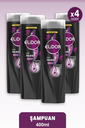Elidor Parlaklık Boyalı Saçlar Tüm Saçlar İçin E Vitaminli Kremsiz Şampuan 4x400 ml