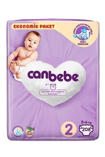 Canbebe Mini 2 Numara Bantlı Bebek Bezi 208 Adet