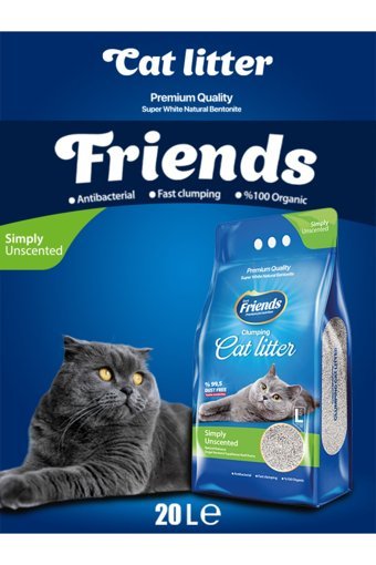 Friends Natural Topaklanan İnce Taneli Kedi Kumu 20 lt