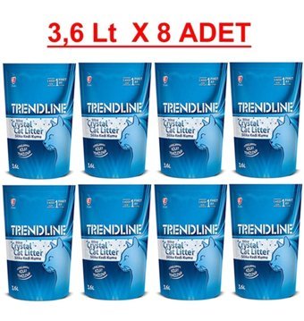 Trendline Kristal Silika Topaklanan İnce Taneli Kristal Kedi Kumu 8x3.6 lt