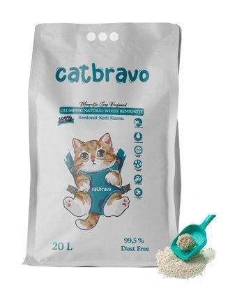 Catbravo Marsilya Sabunu Kokulu Topaklanan İnce Taneli Kedi Kumu 20 lt