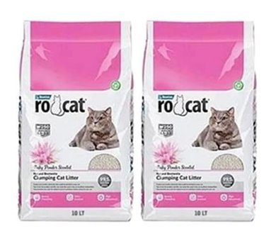 Rocat Bebek Pudrası Kokulu Topaklanan İnce Taneli Kedi Kumu 4x5 lt