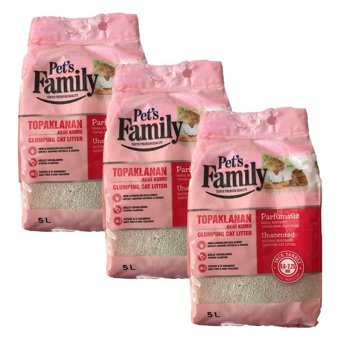 Pets Family Parfümsüz Topaklanan İnce Taneli Kedi Kumu 3x5 lt