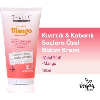 Thalia Natural Beauty Mango-Yulaf Sütü Sülfatsız Bukle Belirginleştirici - Nemlendirici Dalgalı - Kıvırcık Saçlar İçin Kadın Saç Kremi 250 ml