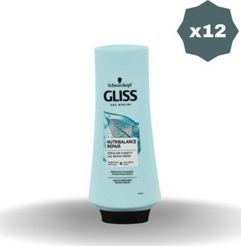 Gliss Nutri Balance Prebiotik-Huş Ağacu Suyu Sülfatsız Dökülme Karşıtı - Güçlendirici Boyalı Zayıf Saçlar İçin Kadın Saç Kremi 12 x 360 ml