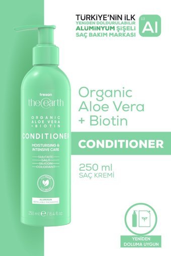 Tresan The Earth Aleo Vera-Biotin Silikonsuz Sülfatsız Nemlendirici - Onarıcı Tuzsuz Kuru - Yıpranmış Saçlar İçin Kadın Saç Kremi 250 ml