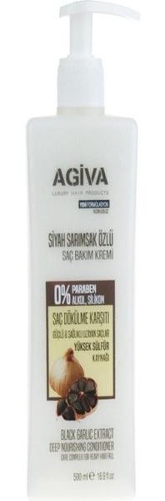 Agiva Siyah Sarımsak Silikonsuz Dökülme Karşıtı Tüm Saçlar İçin Unisex Saç Kremi 500 ml