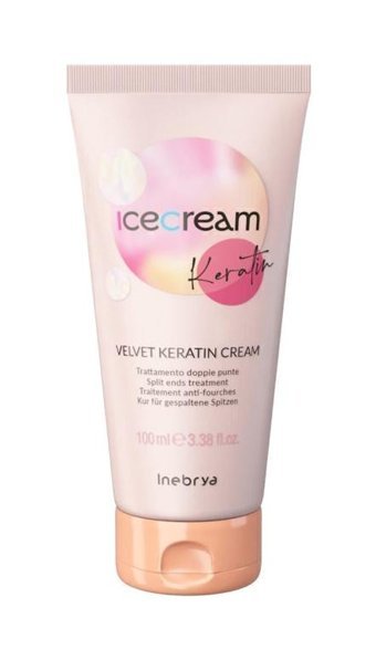 Inebrya Ice Cream Keratin Silikonsuz Sülfatsız Nemlendirici - Onarıcı Tuzsuz Keratinli Boyalı Kuru Saçlar İçin Durulanmayan Kadın Saç Kremi 200 ml