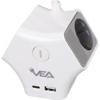 Vea VE-G903YC 3'lü Soket 1.5 metre 2'li USB Kablolu Çiftli Akım Korumalı Priz