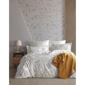 Bluenity Aqua Pamuk Dört Mevsim 200x220 cm Çarşaflı Lastiksiz Desenli Çift Kişilik Nevresim Takımı Çok Renkli