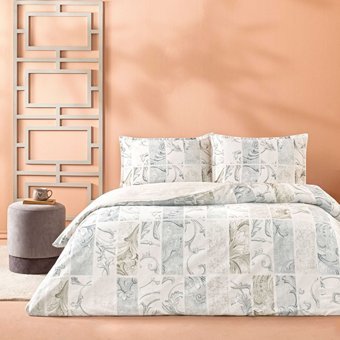Linens Sc Allday Wiley Pamuk Dört Mevsim 200x220 cm Çarşaflı Lastikli Desenli Çift Kişilik Nevresim Takımı Krem